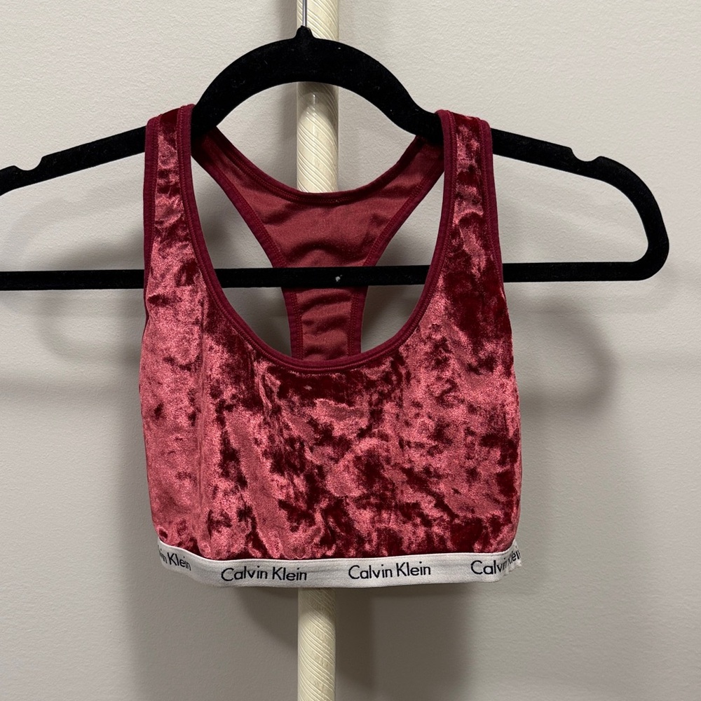 Calvin Klein Velvet Bralette - Burgundy
